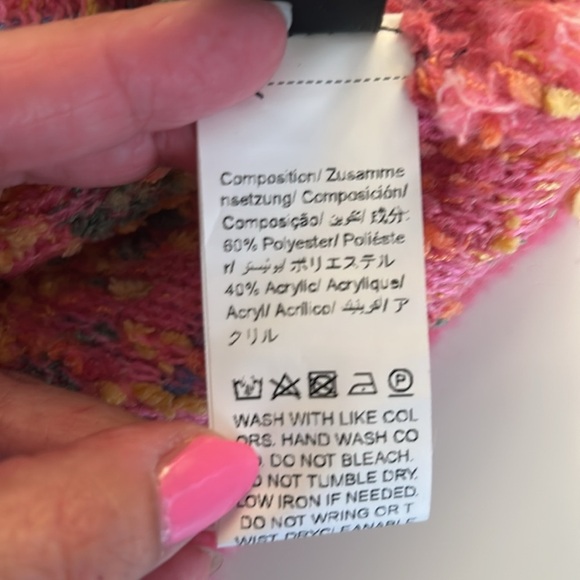 Bubble Gum Pink Multi Colored Speckled Oversized Super Soft Open Cardigan Size M - Picture 7 of 7